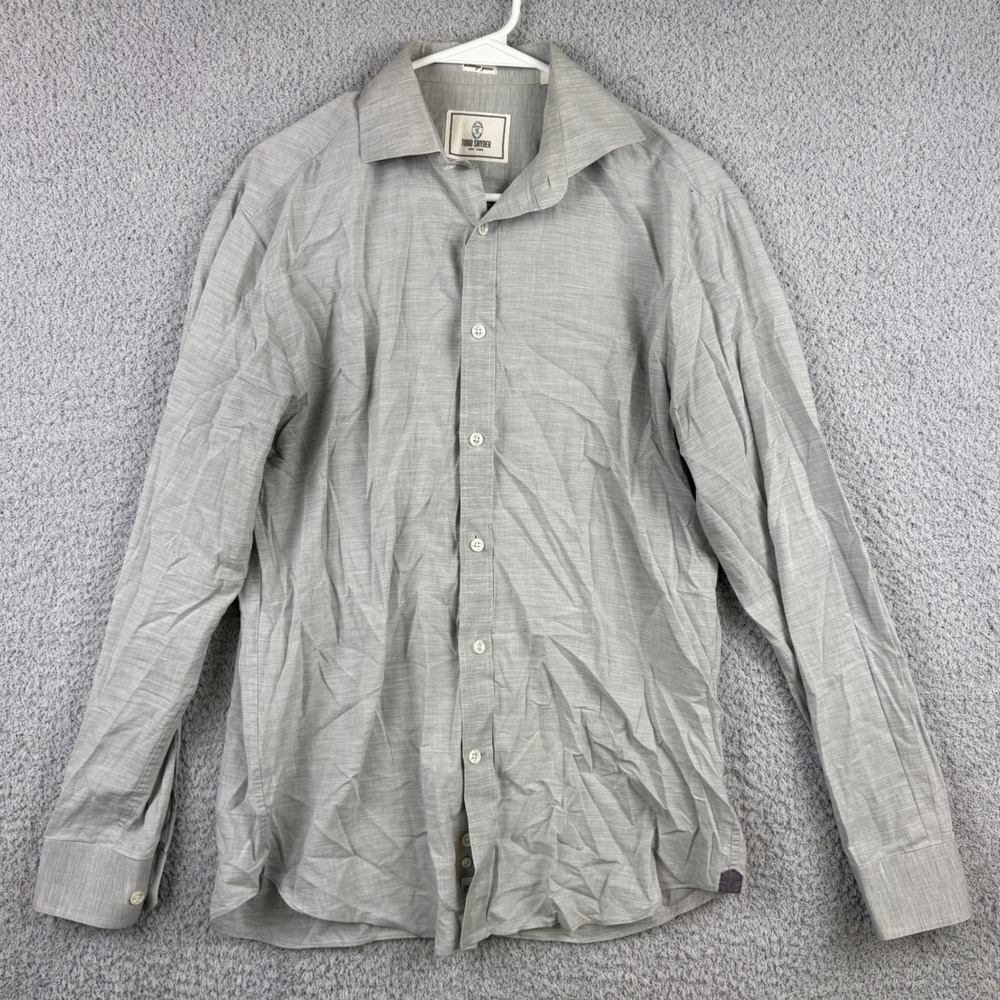 Todd Snyder Button Up Shirt Mens 15.5 32/33 Gray Melange Yarns Long Sleeve